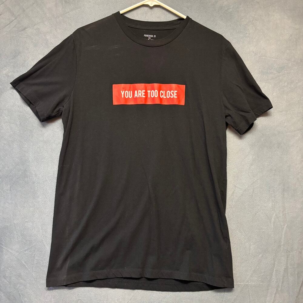 Forever 21 Men Shirt You Are Too Close Blockcore Streetwear Fitted Mens Large